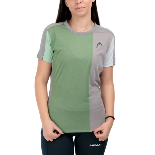 T-SHIRT FEMME HEAD PLAY TECH VERT / GRIS