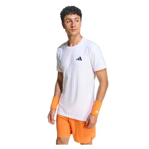 T-SHIRT HOMME ADIDAS FREELIFT PRO BLANC / ORANGE